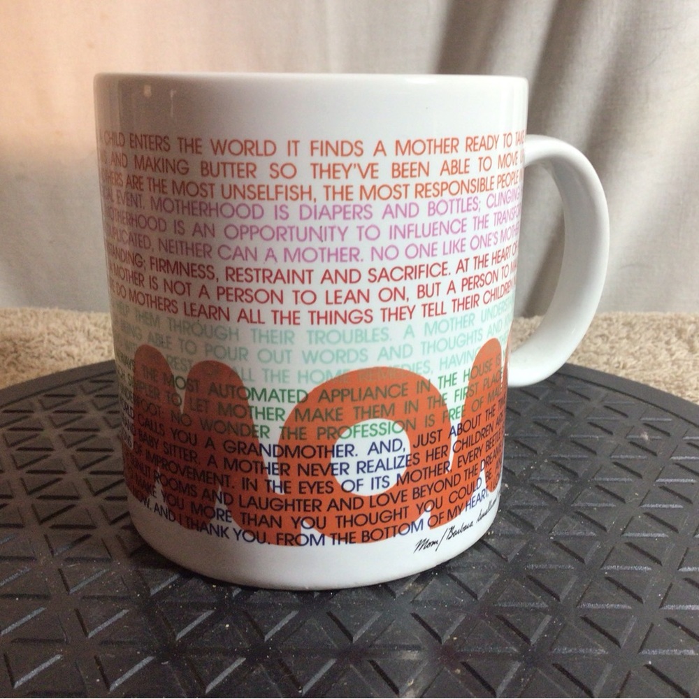 Vtg 1982 MOM White W/Multicolor Lettering Ceramic Coffee/Tea Mug pre-owned